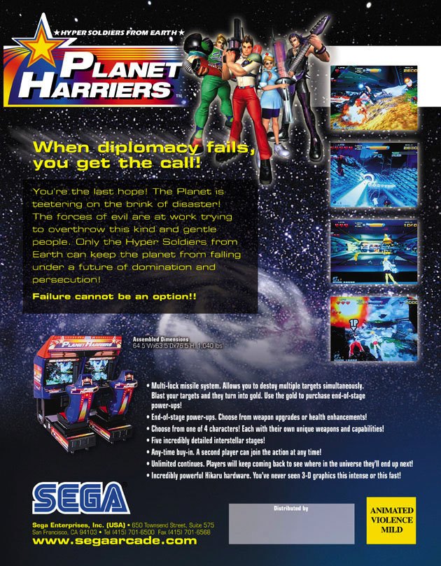 Planet Harriers Arcade Flyer