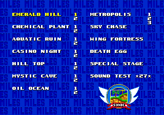 Sonic The Hedgehog 2 Level Select