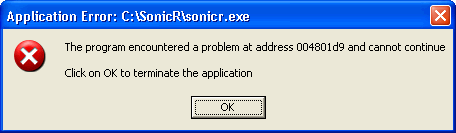 Sonic R XP Error