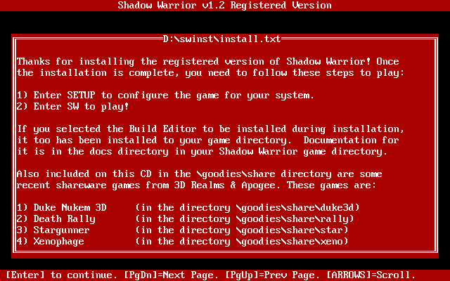 Shadow Warrior DOSBox Setup