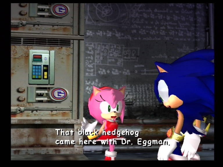 Amy Rose talks to imprisoned Sonic